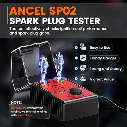 Ancel SP02 Dual-Hole Spark Plug & Ignition Coil Tester – Adjustable 0-6000 RPM Diagnostic Tool