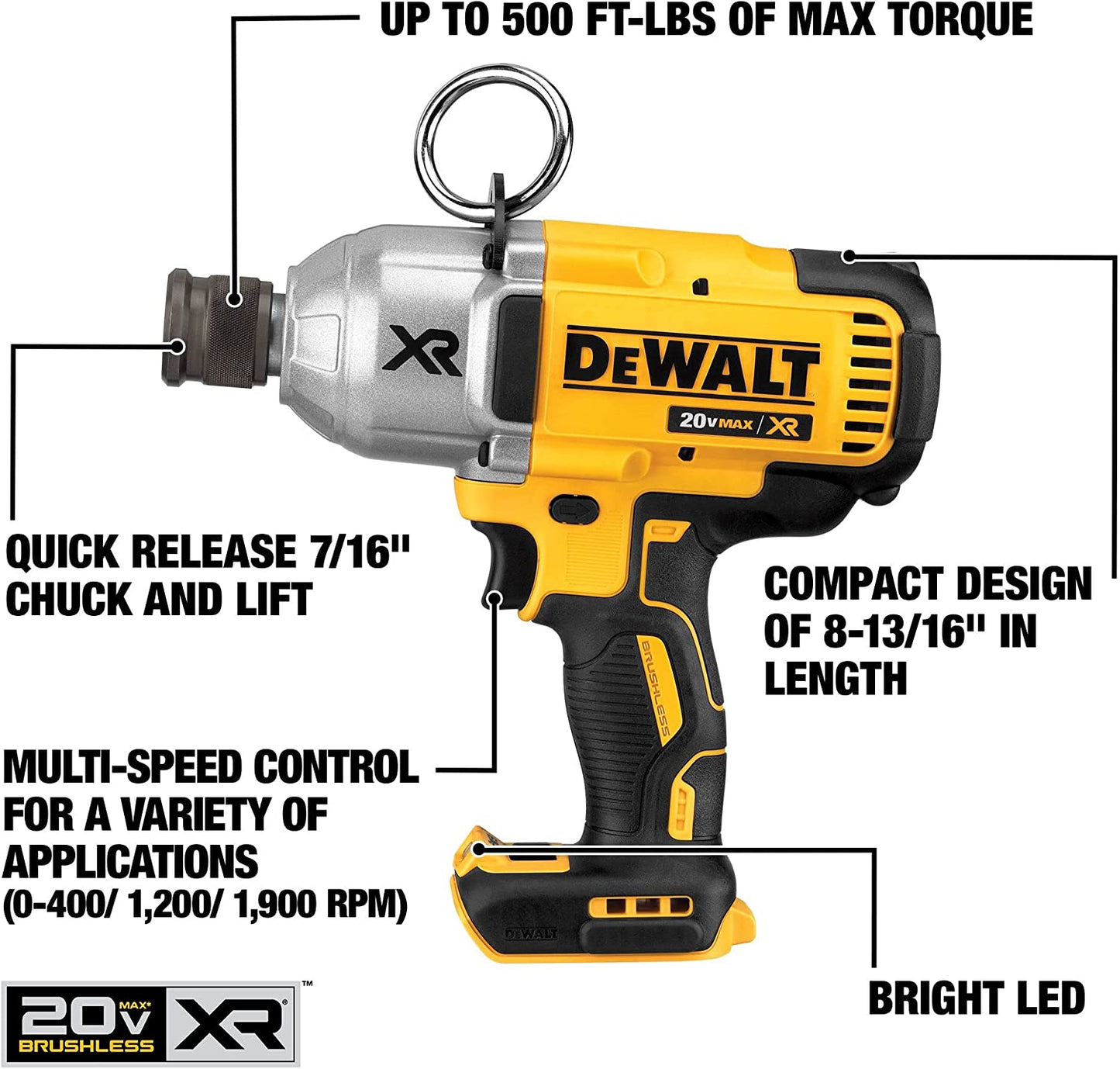 Dewalt DCF898B 20V Max* Xr® High Torque 7/16" Impact Wrench With Quick Release Chuck (Bare)