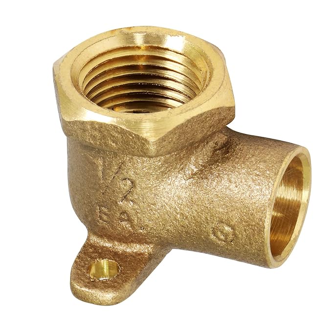 Everflow PFDL0012 0.5 Lead Free Elbow Drop 90º w/Wall Plate, P x FPT, 1/2'' x 1/2''