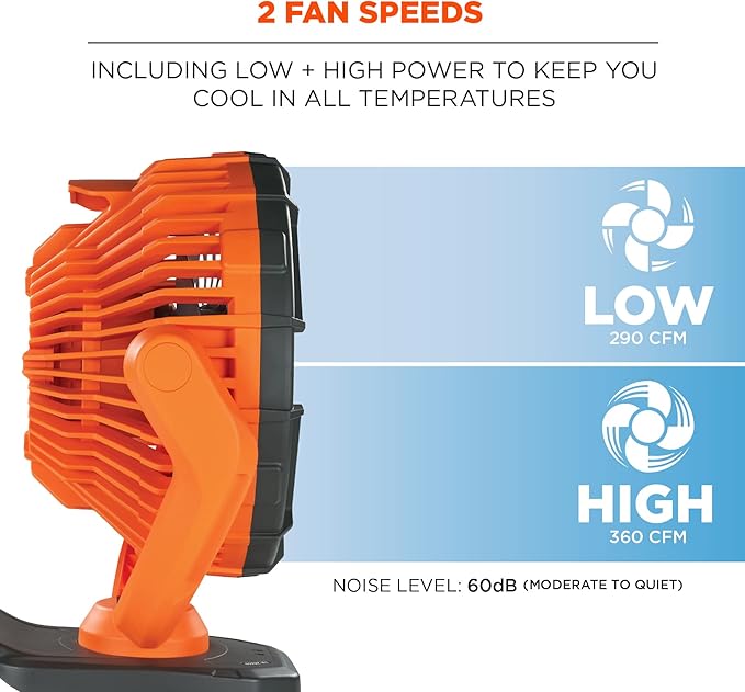 Ergodyne 12800 Chill-Its 6090 Rechargeable Portable Jobsite Fan