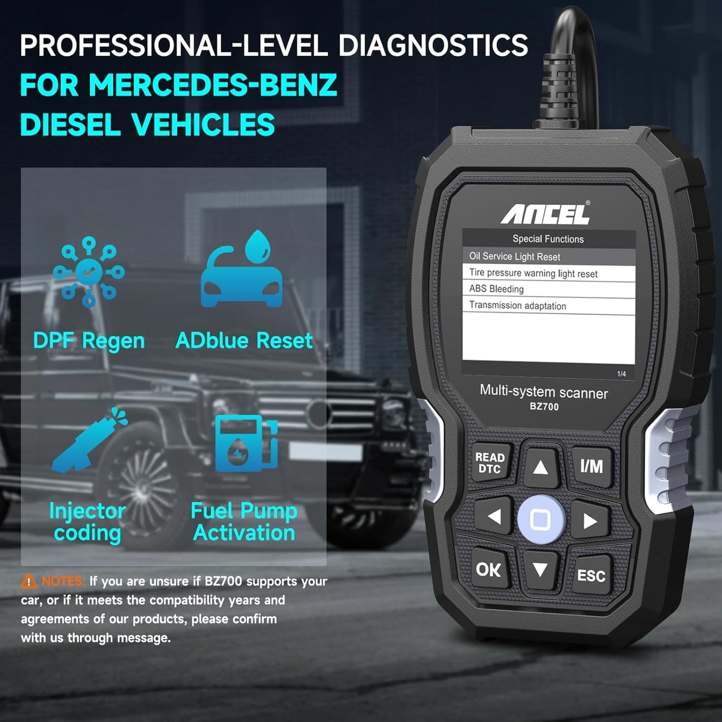Ancel BZ700 Professional OBD2 Diagnostic Scanner