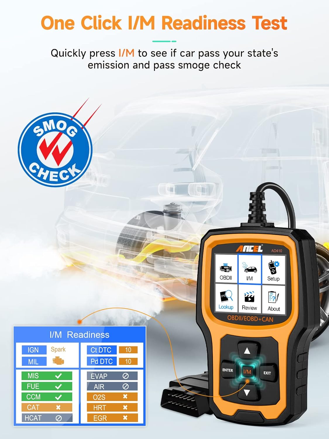Ancel AD410 Bluetooth-Free OBD2 Code Reader & Enhanced Vehicle Diagnostic Scanner