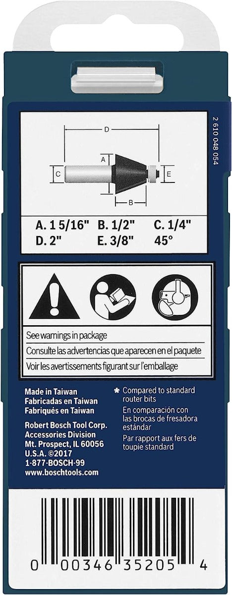 Bosch 85298MC Ct 45 Deg Chamfer W/Bb 2F 1/4S