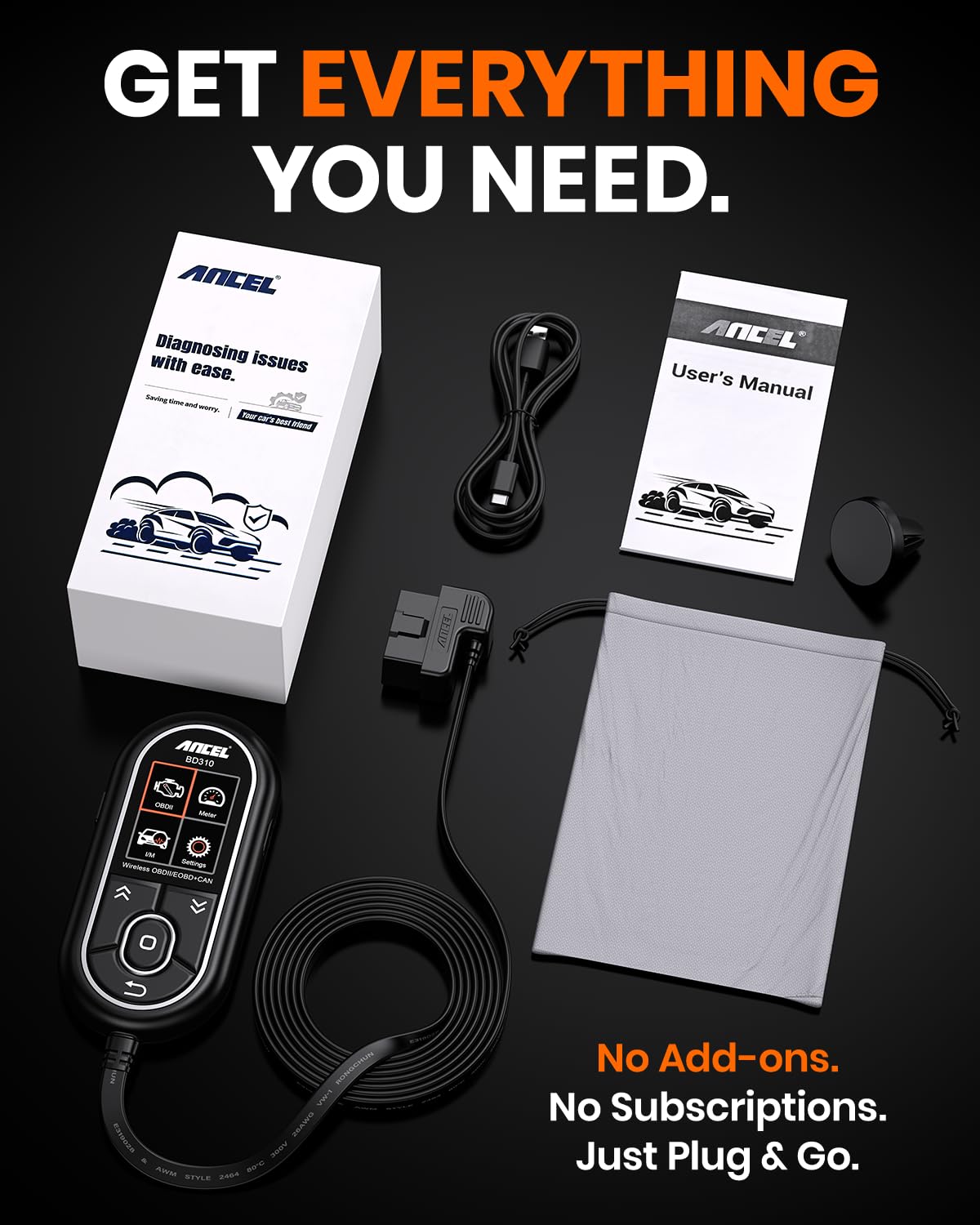 Ancel BD310 Bluetooth & Handheld OBD2 Scanner – Real-Time Performance Monitor & Code Reader