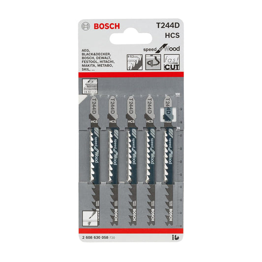 BOSCH POWER TOOLS T244D 4" 6Tpi Hcs Jigsaw Bladew/Bosch Sha (5 EA)