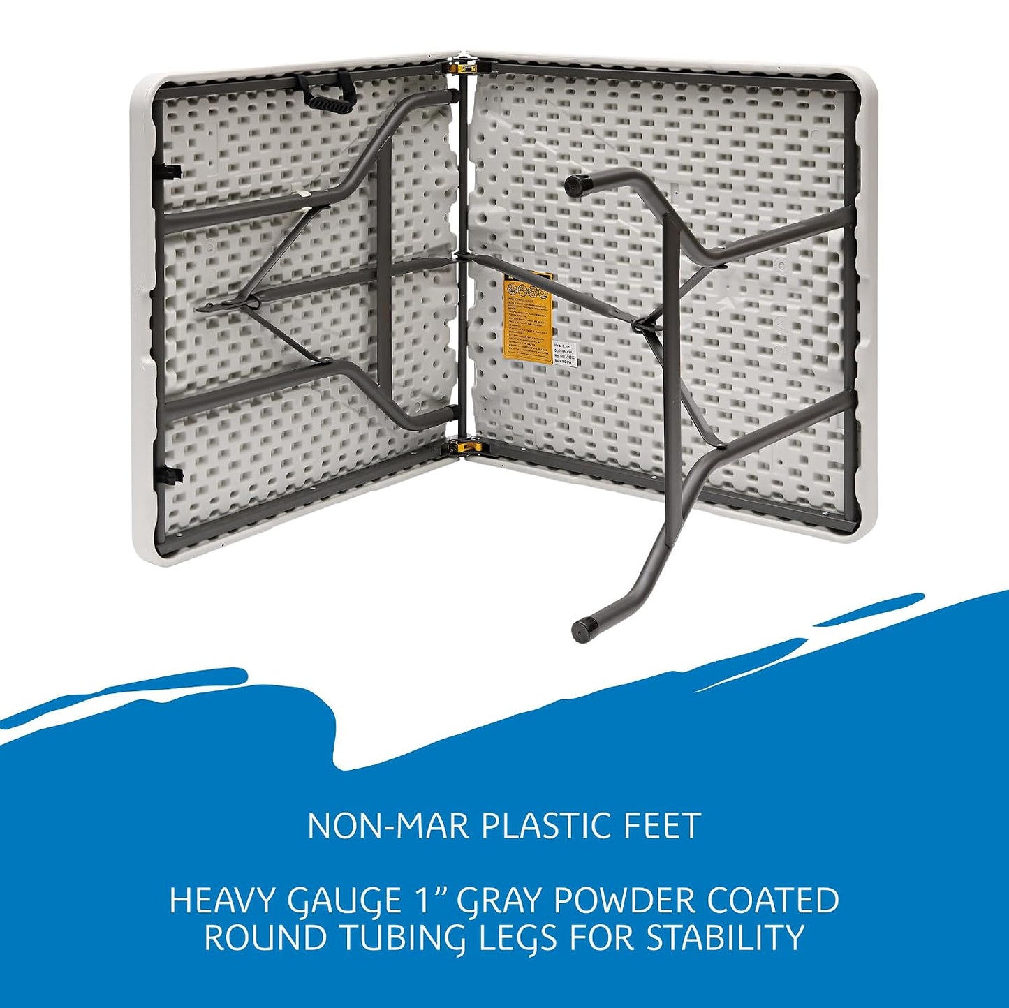 Iceberg ICE65453 Indestructable Too Bi-Fold Folding Table - Rectangle Top - 4 Legs - 60" Table Top Width X 30" Table Top Depth X 2" Table Top Thickness - 29" Height - Platinum, Powder Coated