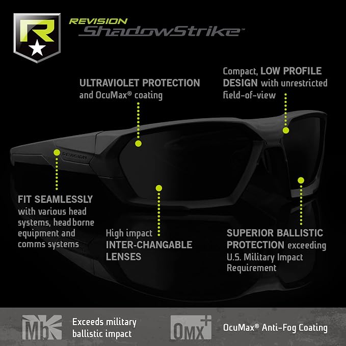 Revision Military 4-0750-0212 Shadowstrike Ballistic Sunglasses - Vermillion Deluxe Kit