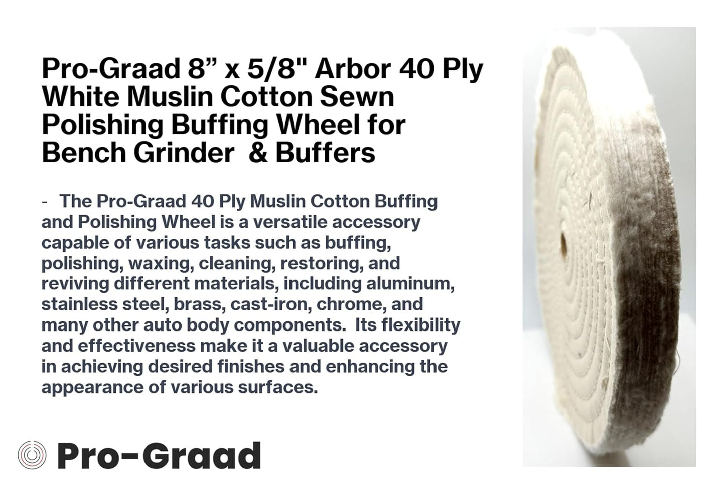Foredom A-LCB3 White Muslin Buff, 3  X 40 Ply