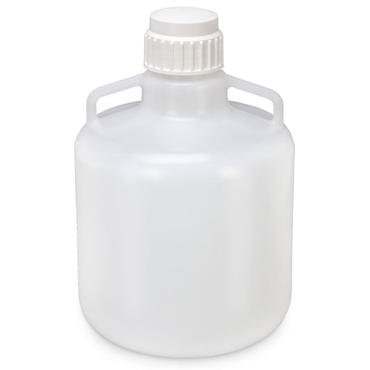 Globe Scientific 7200015 Carboy Round with Handles PP White PP Screwcap 15 Liter Molded Graduations Autoclavable