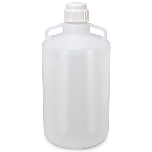Globe Scientific 7200025 Carboy Round with Handles PP White PP Screwcap 25 Liter Molded Graduations Autoclavable