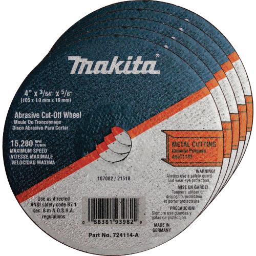 Makita 724114-A-25 4" x 5/8" x 3/64" Super Thin Cut‘off Wheel, Metal, 25/pk