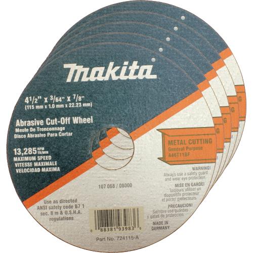 Makita 724115-A-25 4‘1/2" x 7/8" x 3/64" Super Thin Cut‘off Wheel, Metal, 25/pk