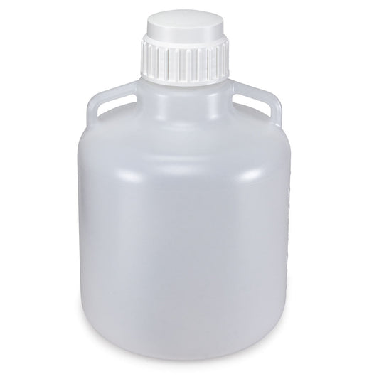 Globe Scientific 7200010 Carboy Round with Handles PP White PP Screwcap 10 Liter Molded Graduations Autoclavable