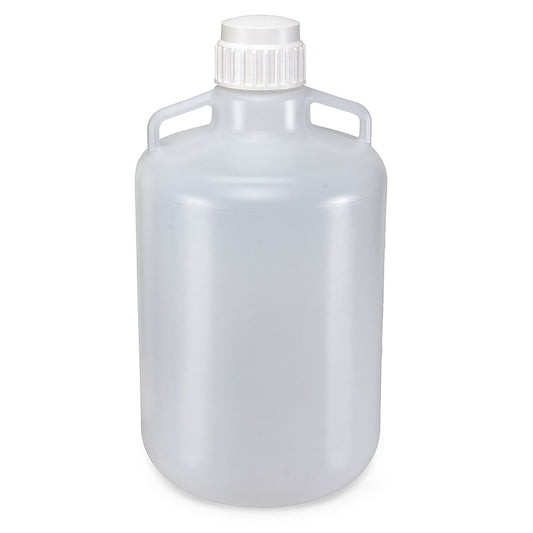 Globe Scientific 7240020 Carboy Round with Handles Heavy Duty PP White PP Screwcap 20 Liter Molded Graduations Autoclavable