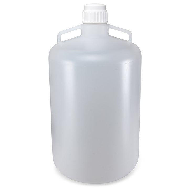 Globe Scientific 7200020 Carboy Round with Handles PP White PP Screwcap 20 Liter Molded Graduations Autoclavable