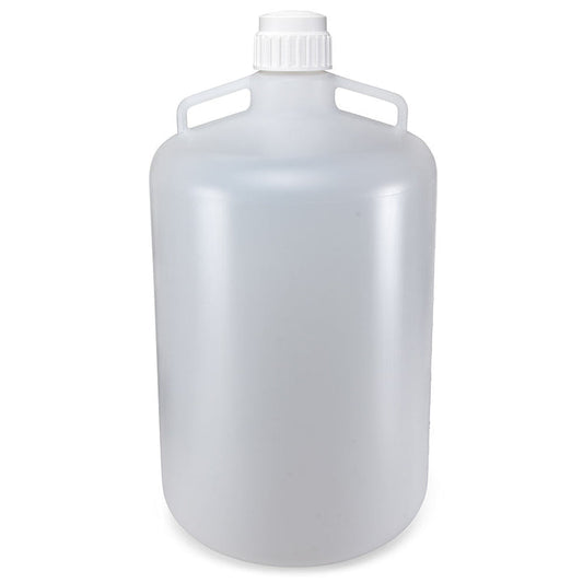 Globe Scientific 7200020 Carboy Round with Handles PP White PP Screwcap 20 Liter Molded Graduations Autoclavable