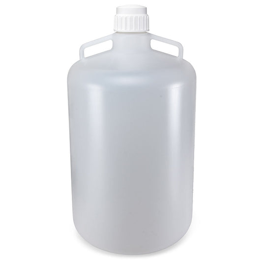 Globe Scientific 7200050 Carboy Round with Handles PP White PP Screwcap 50 Liter Molded Graduations Autoclavable