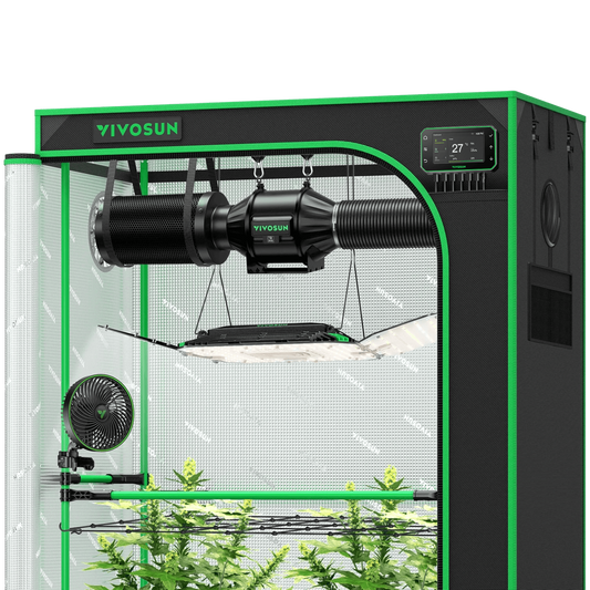 Vivosun Smart Grow Tent Kit GIY-SGS-42 Pro 2x4, 2-Plant Complete System, with WiFi E42A+ Controller, 200W AeroLight Wing LED Grow Light, 4-inch AeroZesh T4 Ventilation Combo, and AeroWave E6 Gen2 Clip-on Fan