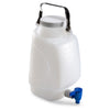 Globe Scientific 7310005 Carboy Rectangular with Spigot and Handle HDPE White PP Screwcap 5 Liter Molded Graduations
