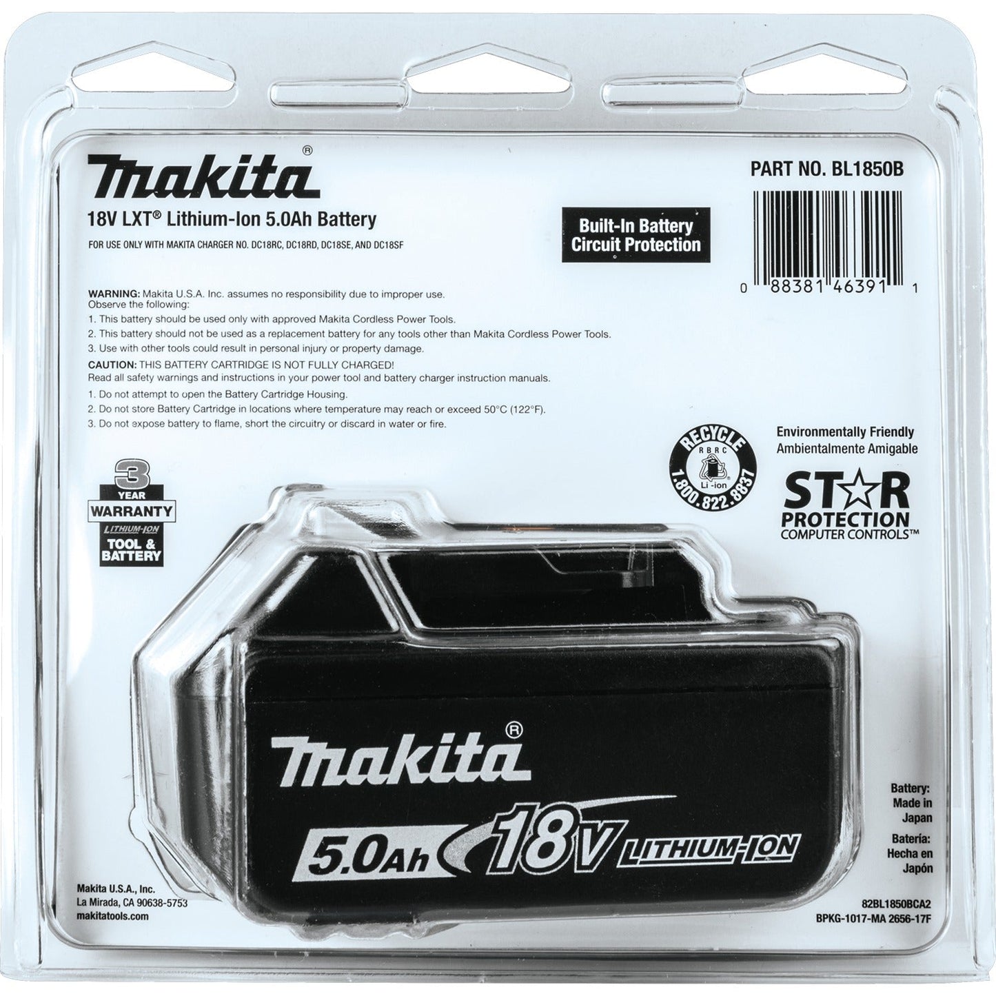 Makita BL1850B 18V LXT® Lithium‘Ion 5.0Ah Battery