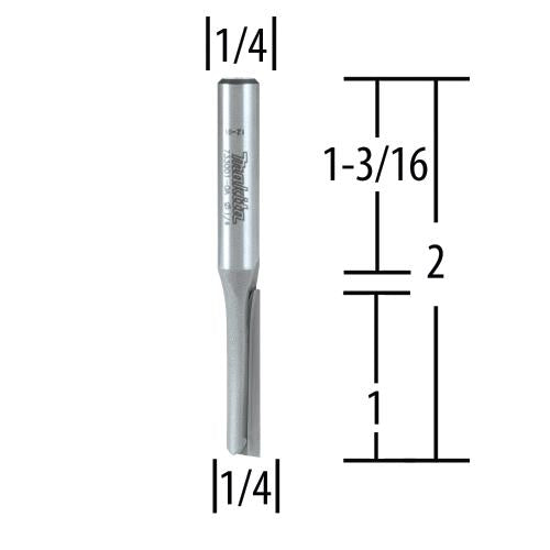 Makita 733001-0A Router Bit 1/4" Straight‘Single Flute, 1/4" SH, C.T