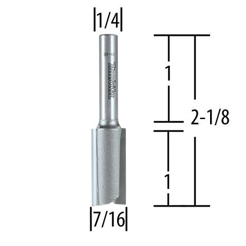 Makita 733004-1A 7/16" Straight, 2 Flute, C.T. Router Bit, 1/4" Shank, 1" Cut