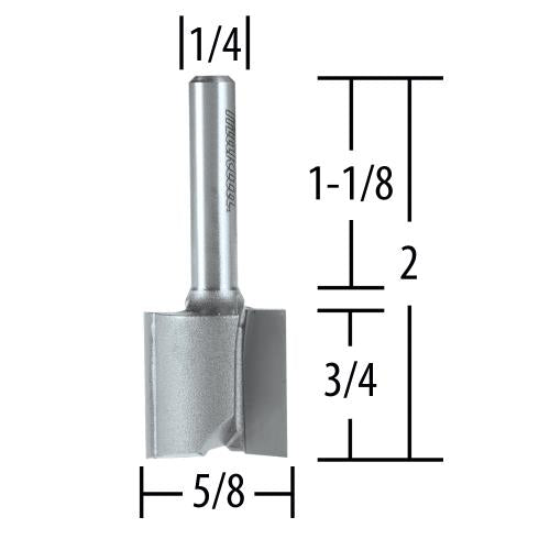 Makita 733004-4A 5/8" Straight, 2 Flute, C.T. Router Bit, 1/4" Shank, 3/4" Cut