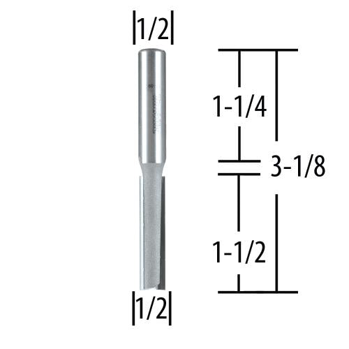 Makita 733005-8A 1/2" Straight, 2 Flute, C.T. Router Bit, 1/2" Shank, 1‘1/2" Cut