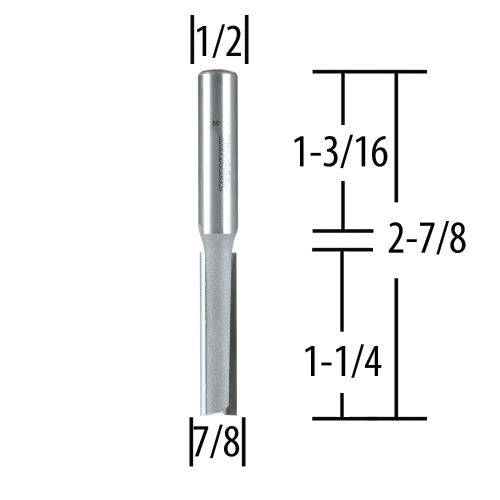 Makita 733006-6A 7/8" Straight, 2 Flute, C.T. Router Bit, 1/2" Shank, 1‘1/4" Cut