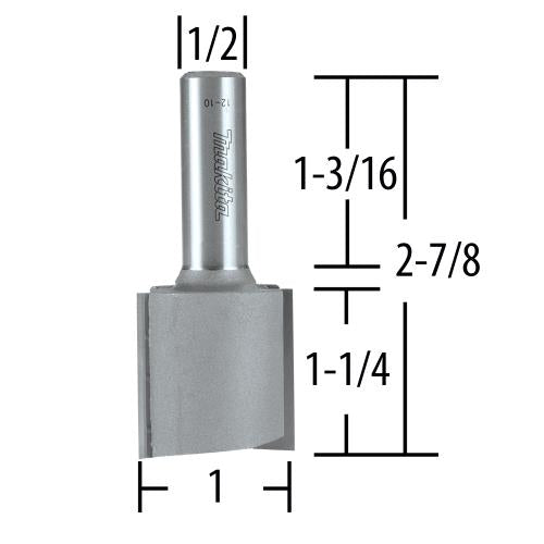 Makita 733006-8A 1" Straight, 2 Flute, C.T. Router Bit, 1/2" Shank, 1‘1/4" Cut