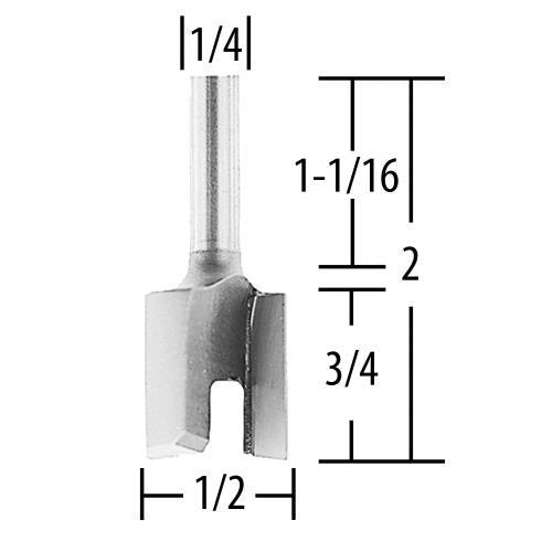 Makita 733006-9A Router Bit 1/2" Hinge Mort. 2 Flute, 3/4" Cut, 1/4" SH, C.T