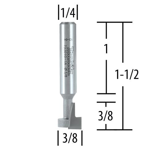 Makita 733010-1A Router Bit 3/8" Keyhole, 2 Flute, 1/4" SH, C.T.