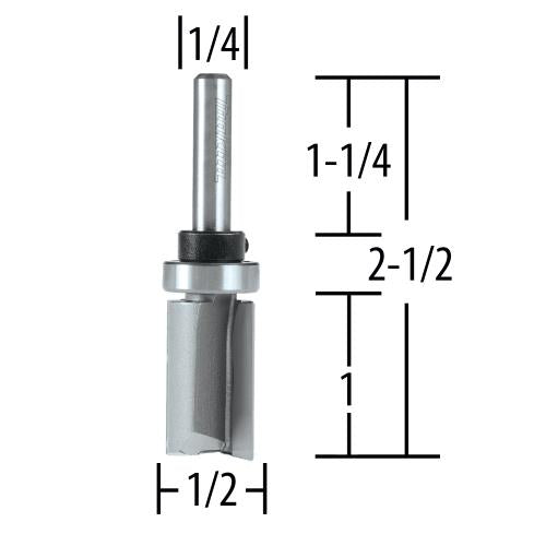 Makita 733012-1A Router Bit 1/2" Top B.B. Straight, 2 Flute, 1/4" SH, C.T.