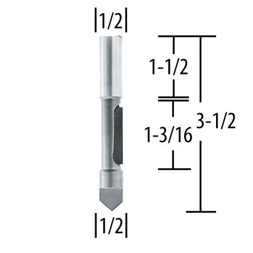 Makita 733030-6A Router Bit 1/2" Panel Pilot, 1 Flute, 1/2" SH, C.T.