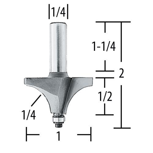 Makita 733121-6A Router Bit 1/4" Bead, 2 Flute, 1/4" SH, C.T.