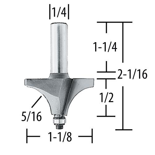 Makita 733121-8A Router Bit 5/16" Bead, 2 Flute, 1/4" SH, C.T.