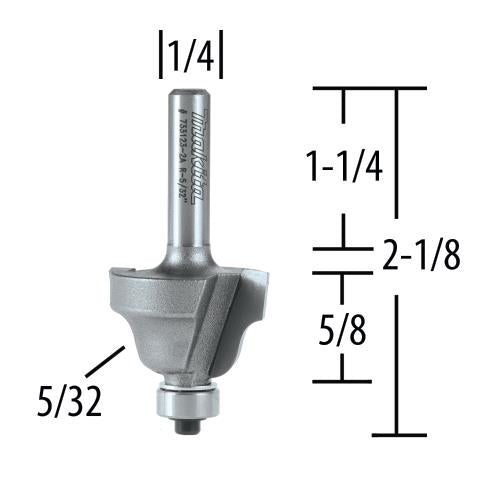 Makita 733123-2A Router Bit 5/32" R. Ogee, 2 Flute, 1/4" SH, C.T.