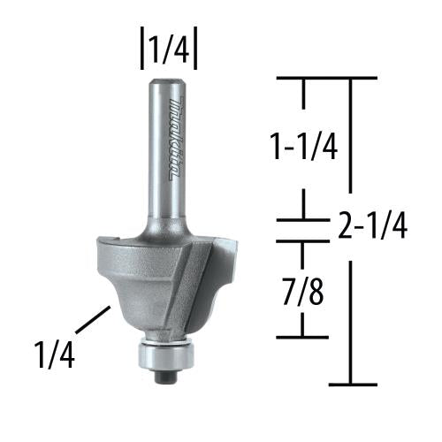 Makita 733123-4A Router Bit 1/4" R. Ogee, 2 Flute, 1/4" SH, C.T.