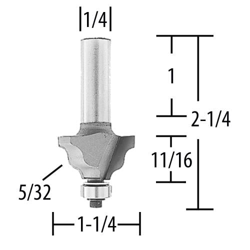 Makita 733125-6A Router Bit Wavy Edge, 2 Flute, 1/4" SH, C.T.