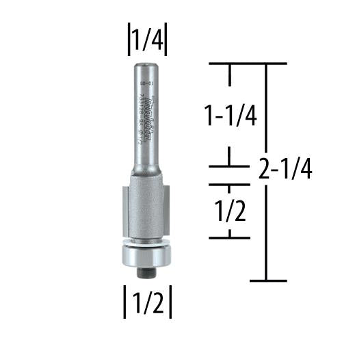 Makita 733128-9A Router Bit 1/2" Flush 1/2" Cut, 1/4" SH, C.T.