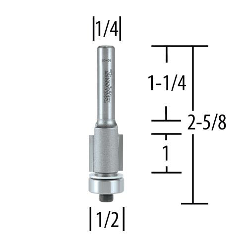 Makita 733129-0A Router Bit 1/2" Flush 1" Cut, 1/4" SH, C.T.