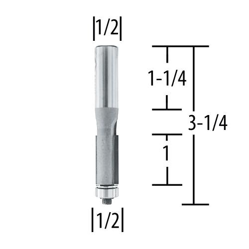 Makita 733129-1A Router Bit 1/2" Flush 1" Cut, 1/2" SH, C.T.