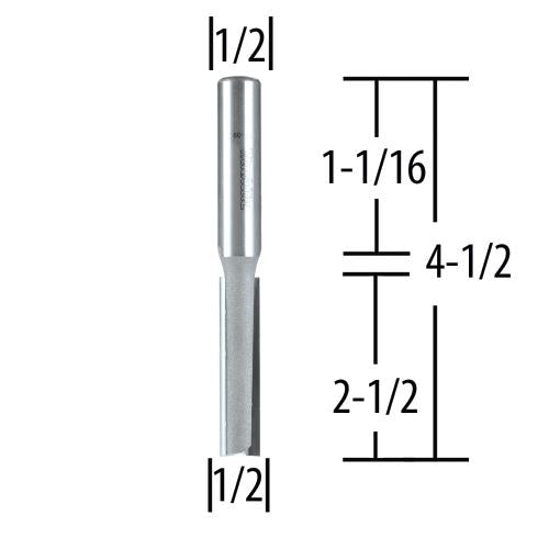 Makita 733254-A 1/2" Straight, 2 Flute, C.T. Router Bit, 1/2" Shank, 2‘1/2" Cut