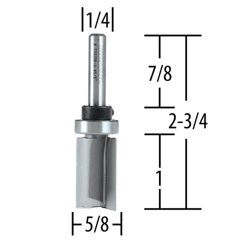 Makita 733258-A Router Bit 5/8" Top BB Straight, 2 Flute, 1/2" SH, C.T.