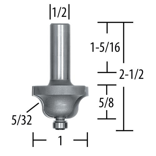 Makita 733279-A Router Bit 5/32" Roman Ogee, 2 Flute, 1/2" SH, C.T.