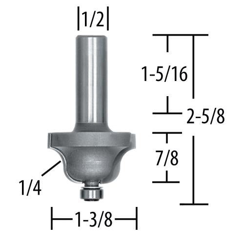 Makita 733280-A Router Bit 1/4" Roman Ogee, 2 Flute, 1/2" SH, C.T.