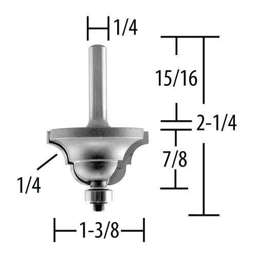 Makita 733281-A Router Bit 1/4" Double Roman Ogee, 2 Flute, 1/4" SH, C.T.