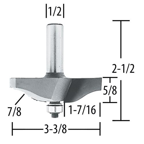 Makita 733305-A Router Bit 1‘7/16" Raised Panel (Ogee), 2 Flute, 1/2" SH, C.T.