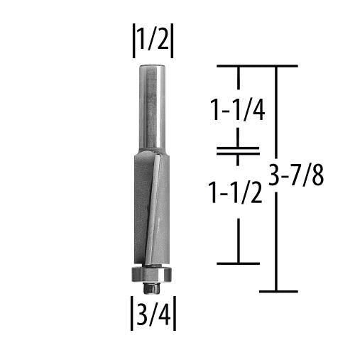 Makita 733326-A Router Bit, 3/4" Super Flush 1‘1/2" Cut, 1/2" SH, C.T.