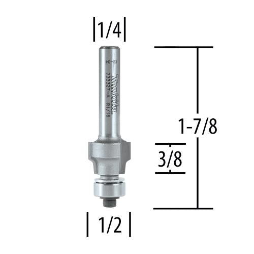 Makita 733327-A Router Bit, No File Trim, 1/4" SH, C.T.